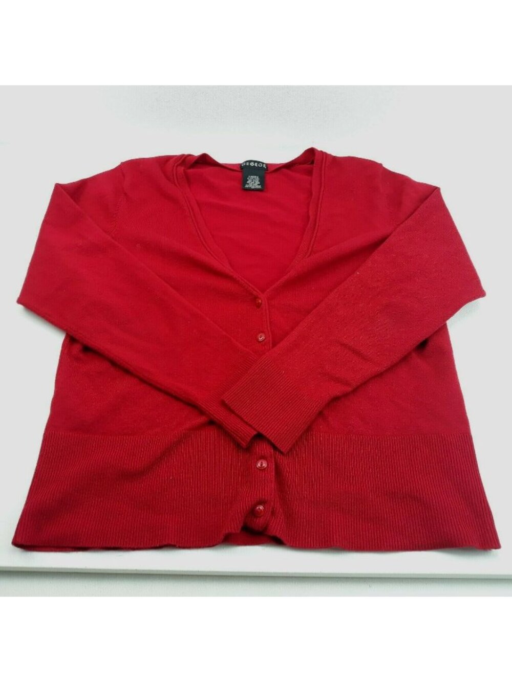 George Womens Red V-Neck Button Down Cardigan Sweater Layer Large 12-14